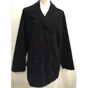 LONDON FOG Button Front Black Coat Jacket Size L